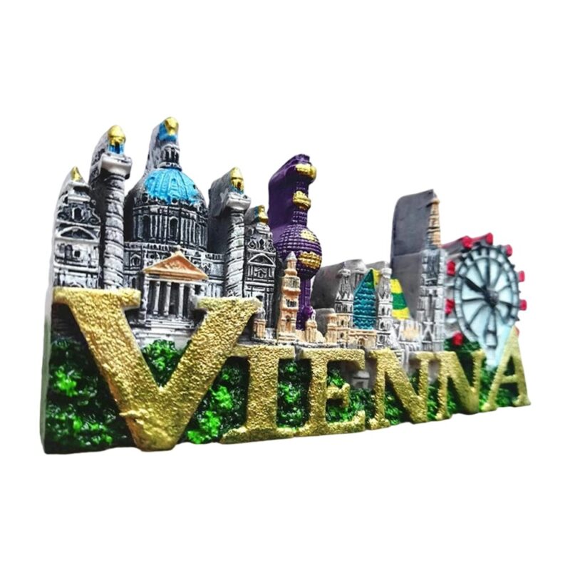 vienna austria fridge magnet – ferris wheel landmark & city view, iconic travel souvenir display