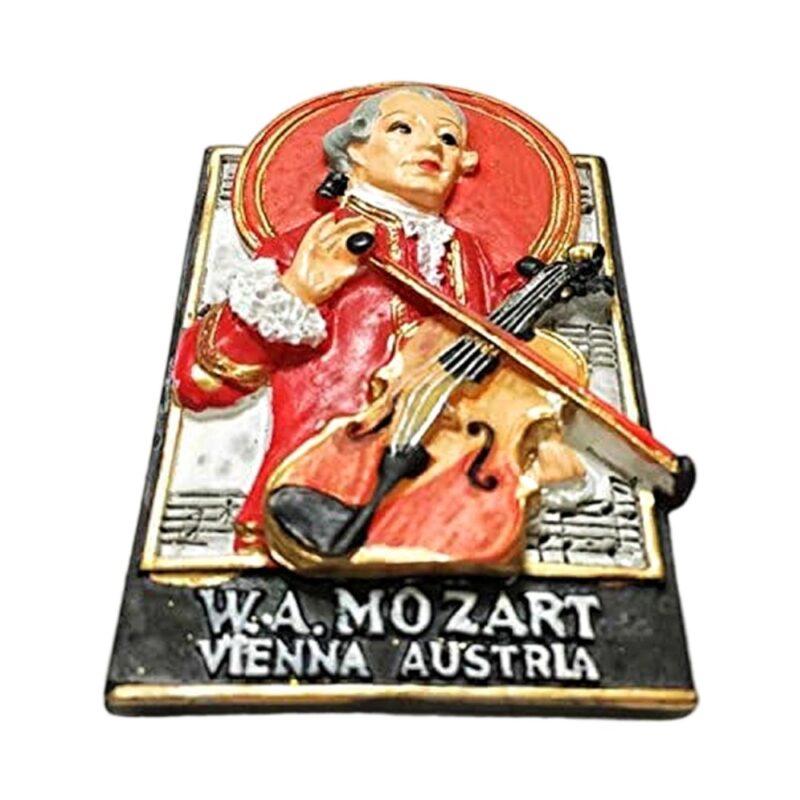 mozart vienna fridge magnet – classical violin player design, musical travel gift & fridge collection