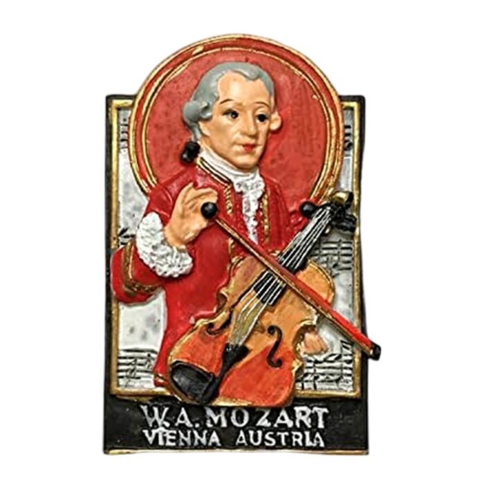mozart vienna fridge magnet – classical violin player design, musical travel gift & fridge collection