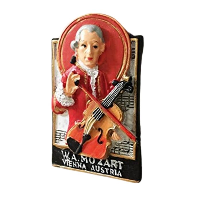 mozart vienna fridge magnet – classical violin player design, musical travel gift & fridge collection