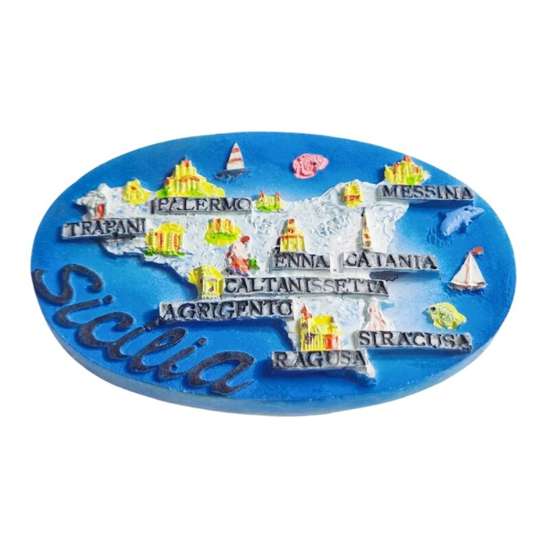 sicily italy map fridge magnet – sicilia island landmark souvenir & fridge collector's gift