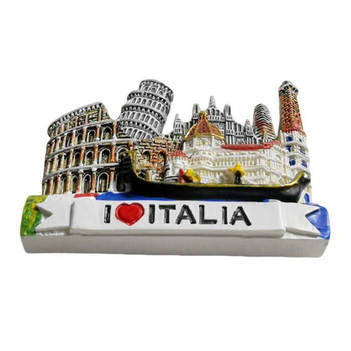 italy landmark fridge magnet – i ❤️ italia souvenir with leaning tower & rome highlights decor