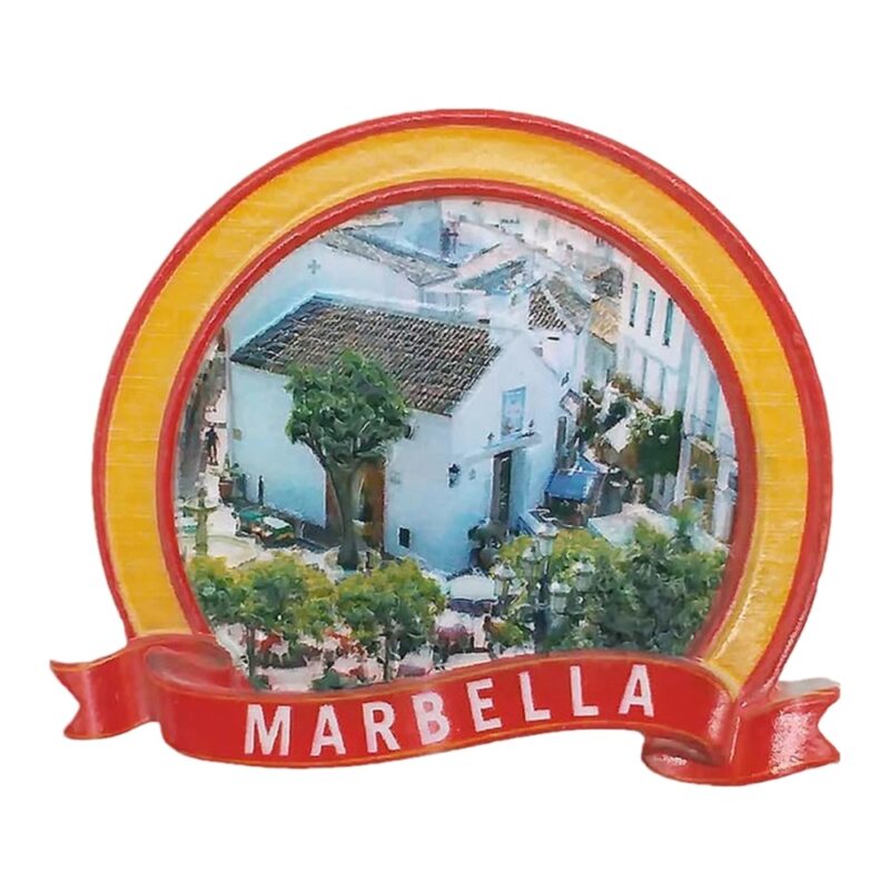 marbella spain fridge magnet vintage town view magnetic souvenir for travel journal & fridge wall