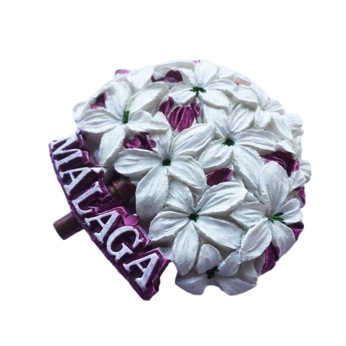 malaga spain flower fridge magnet – jasmine blossom theme, andalusian nature souvenir for fridge or memo board