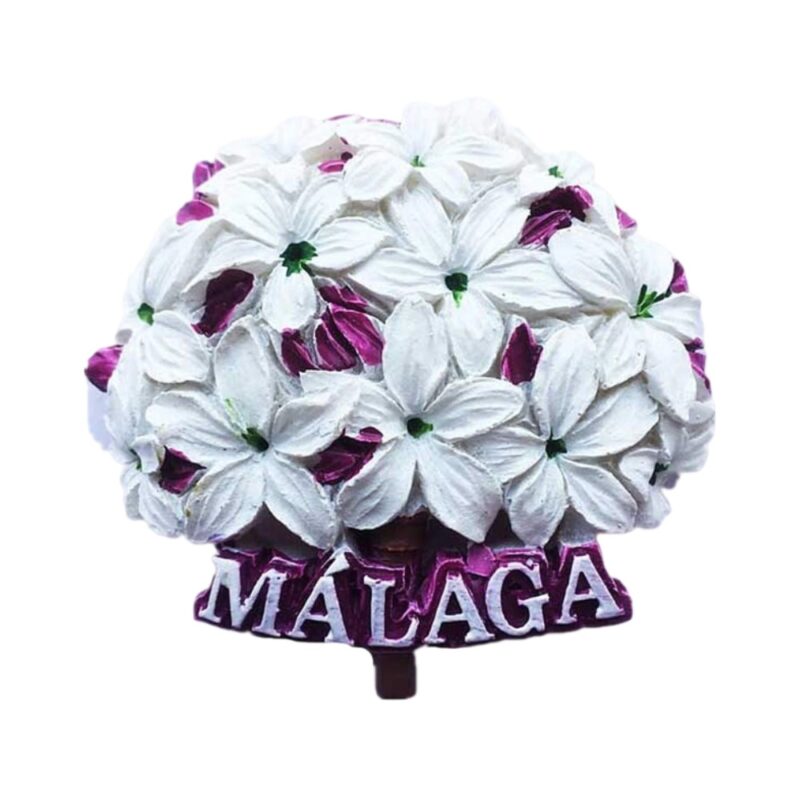 malaga spain flower fridge magnet – jasmine blossom theme, andalusian nature souvenir for fridge or memo board