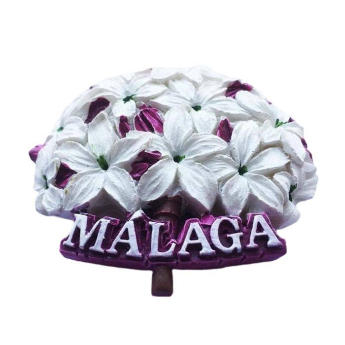 malaga spain flower fridge magnet – jasmine blossom theme, andalusian nature souvenir for fridge or memo board