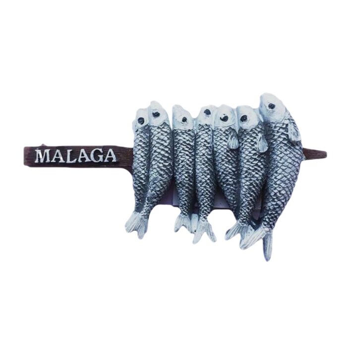 malaga spain fridge magnet grilled sardines style coastal souvenir for culinary fans & kitchen decor