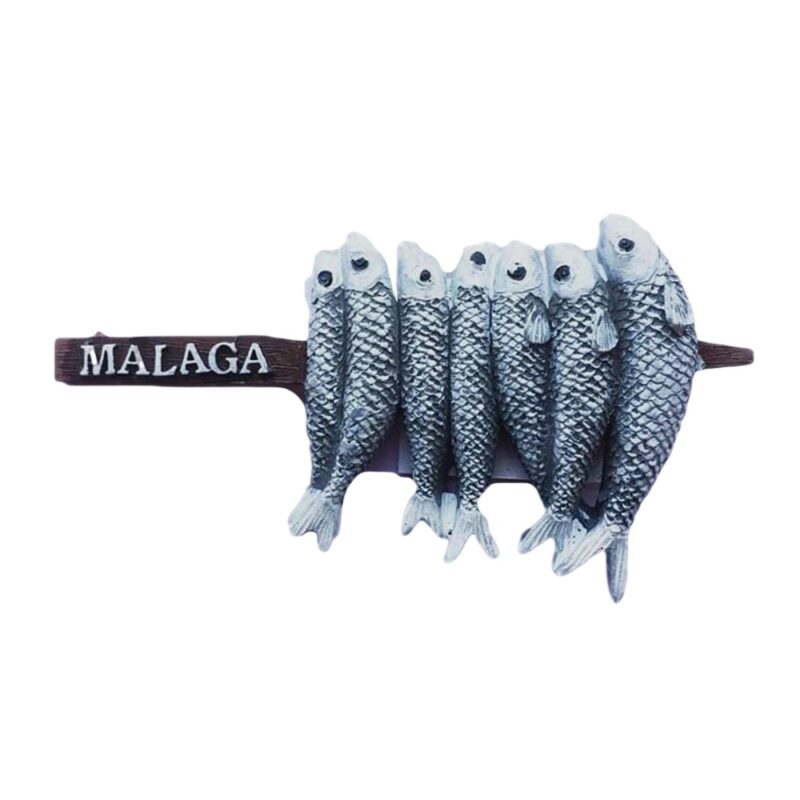 malaga spain fridge magnet grilled sardines style coastal souvenir for culinary fans & kitchen decor