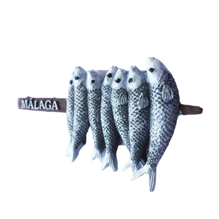 malaga spain fridge magnet grilled sardines style coastal souvenir for culinary fans & kitchen decor
