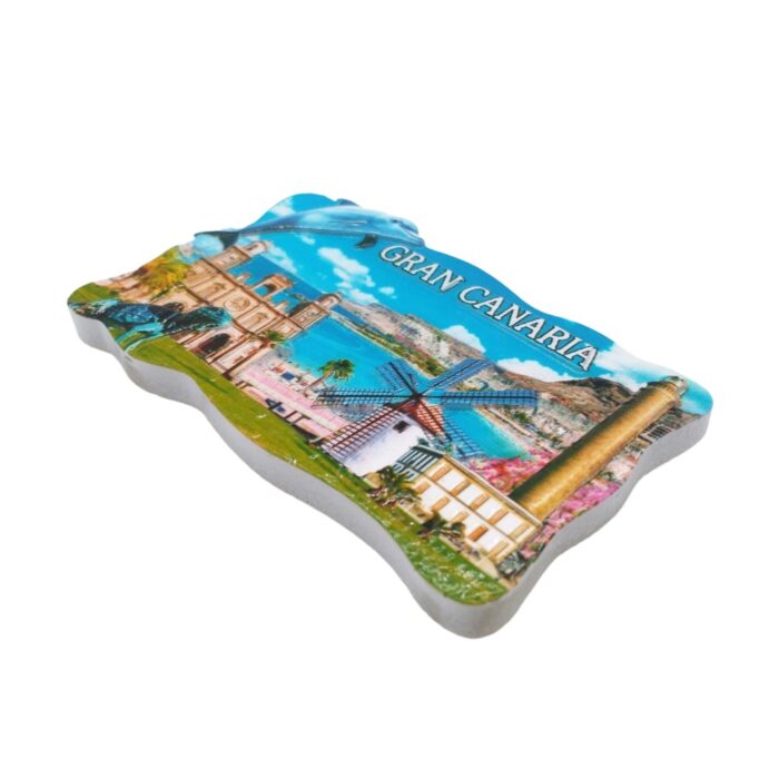 gran canaria spain fridge magnet island architecture with windmill travel gift & ocean theme decor