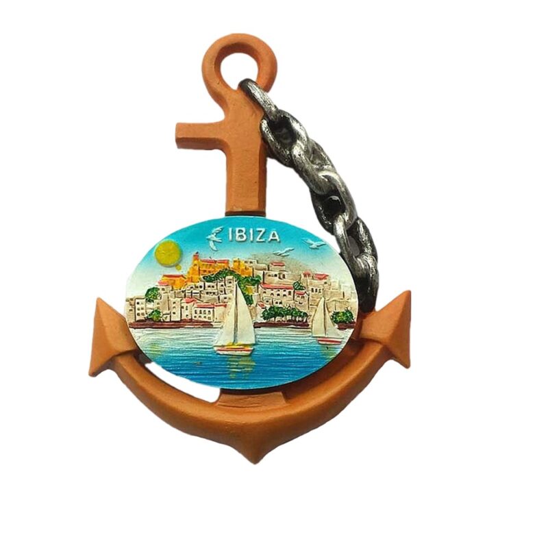 ibiza spain fridge magnet anchor shape sailing scene travel souvenir for marine lovers & memo boards
