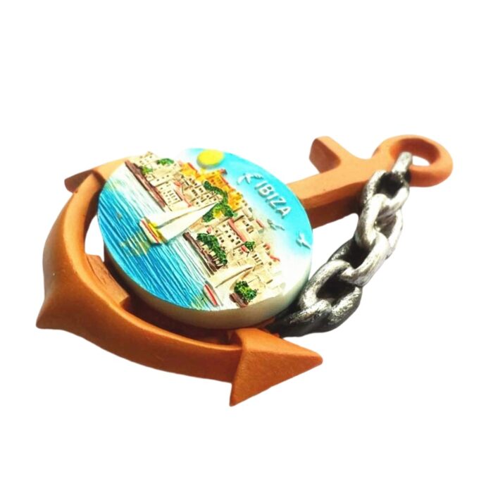 ibiza spain fridge magnet anchor shape sailing scene travel souvenir for marine lovers & memo boards