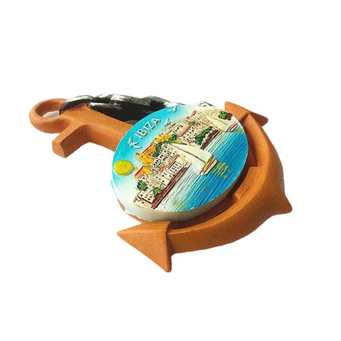 ibiza spain fridge magnet anchor shape sailing scene travel souvenir for marine lovers & memo boards