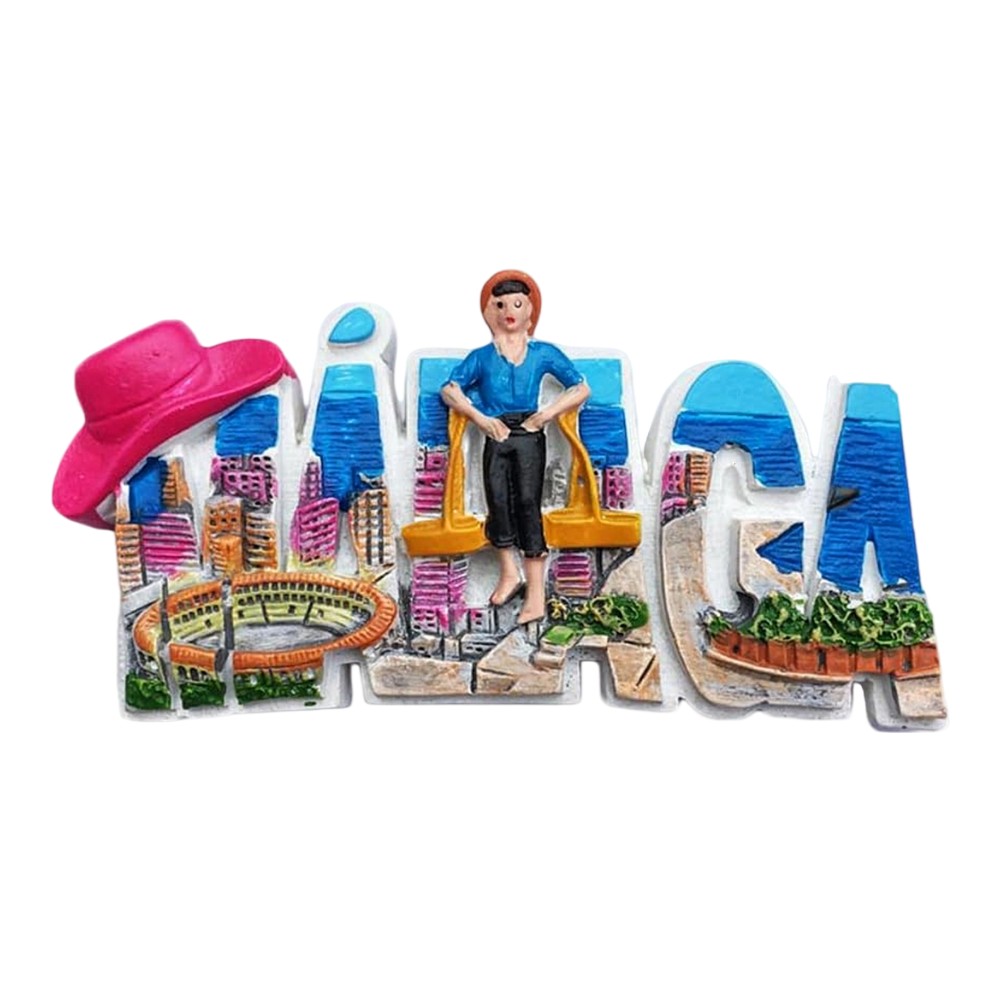 malaga spain fridge magnet – bullring & cityscape travel gift & vibrant spain wall decor