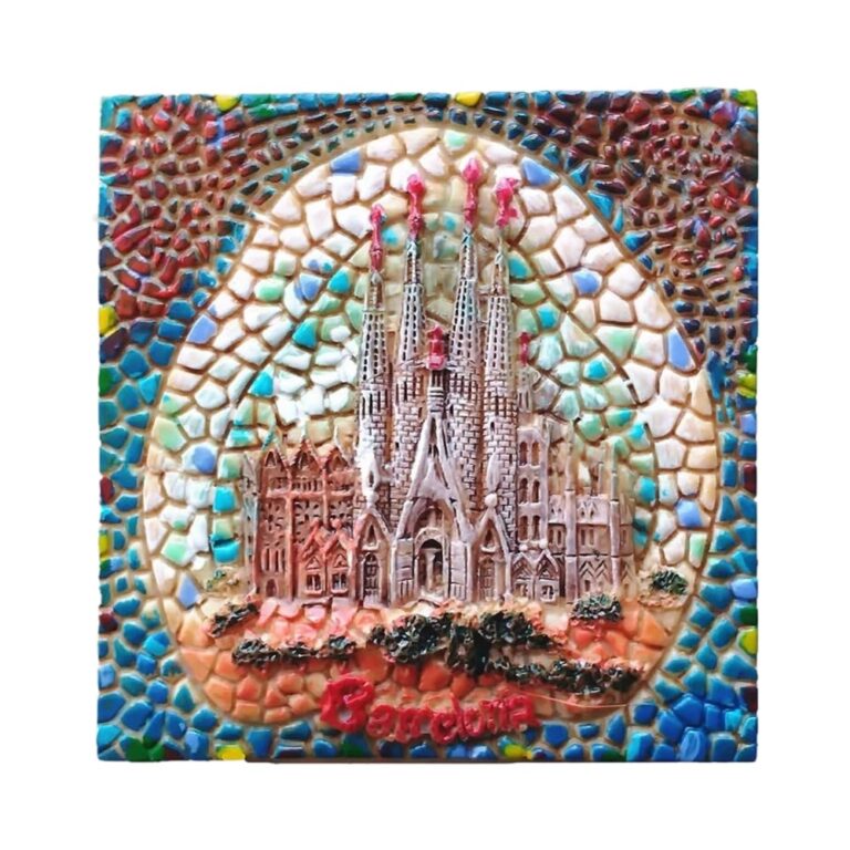 barcelona mosaic spain fridge magnet sagrada familia souvenir in gaudi style for fridge art