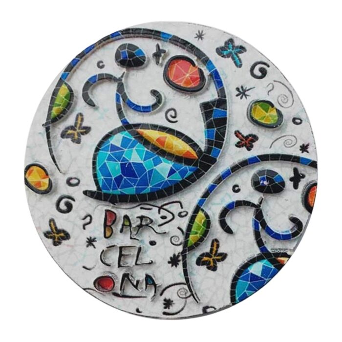 barcelona spain fridge magnet mosaic art round magnet inspired by joan miró for creative space