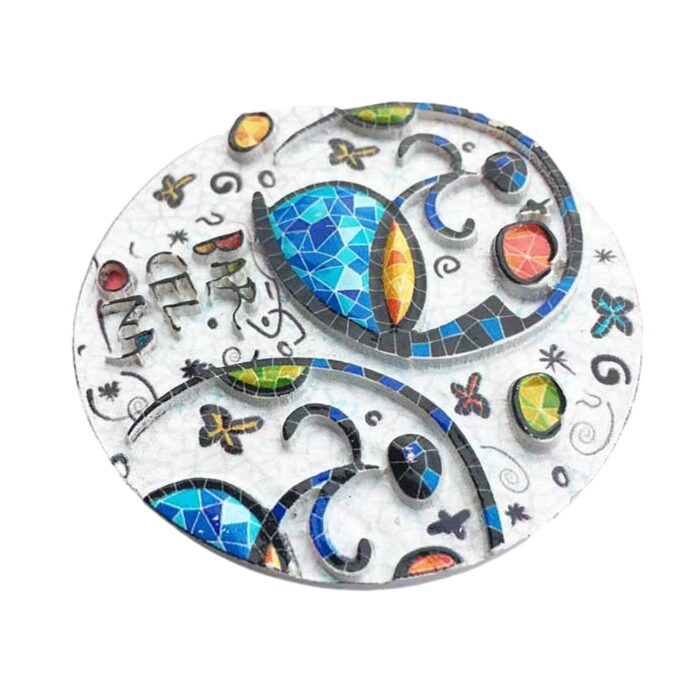 barcelona spain fridge magnet mosaic art round magnet inspired by joan miró for creative space