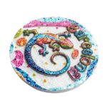 barcelona spain fridge magnet mosaic lizard round magnet for gaudi art lovers & colorful decor