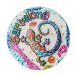 barcelona spain fridge magnet mosaic lizard round magnet for gaudi art lovers & colorful decor