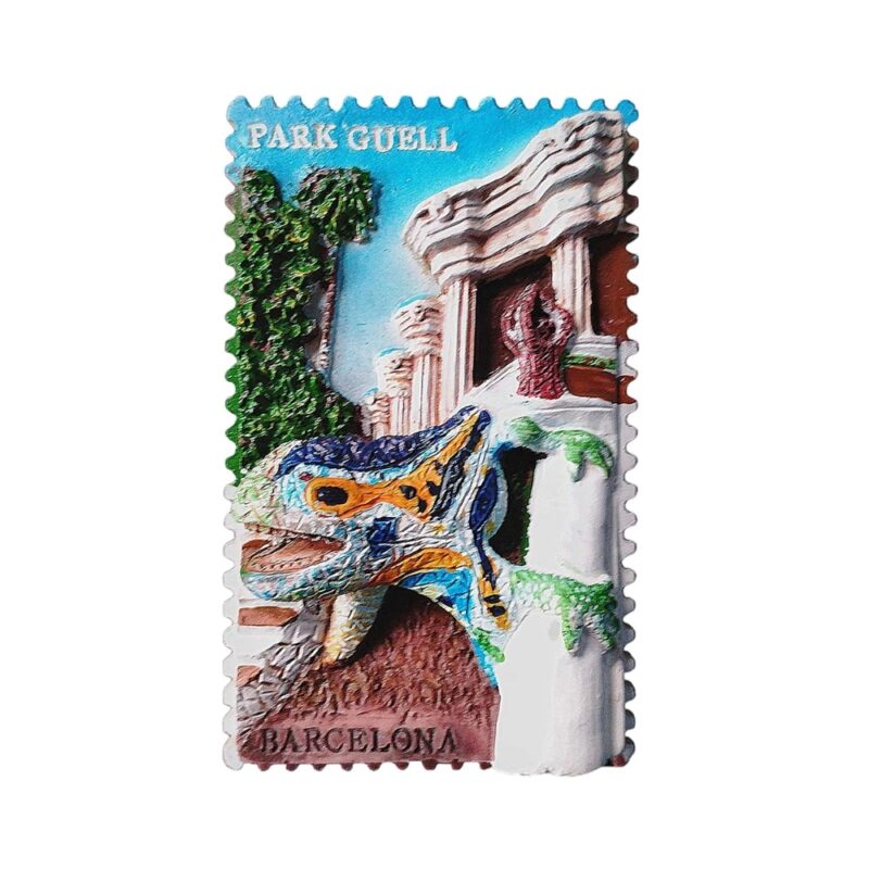 barcelona spain fridge magnet park güell dragon mosaic souvenir for gaudi architecture fans