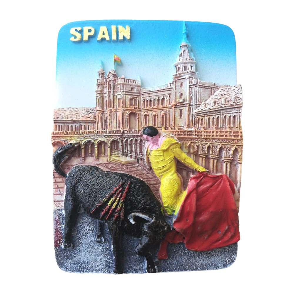 spain bullfight fridge magnet matador & plaza souvenir for fridge or locker decor