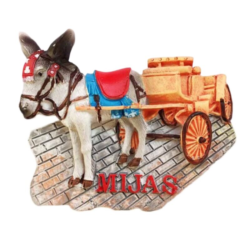 mijas spain fridge magnet donkey cart village souvenir & rustic spanish decor gift