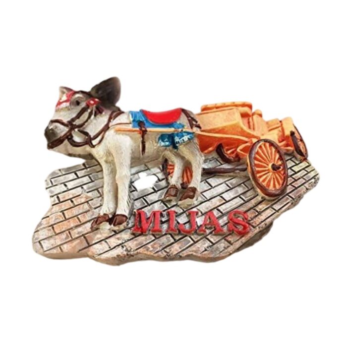 mijas spain fridge magnet donkey cart village souvenir & rustic spanish decor gift