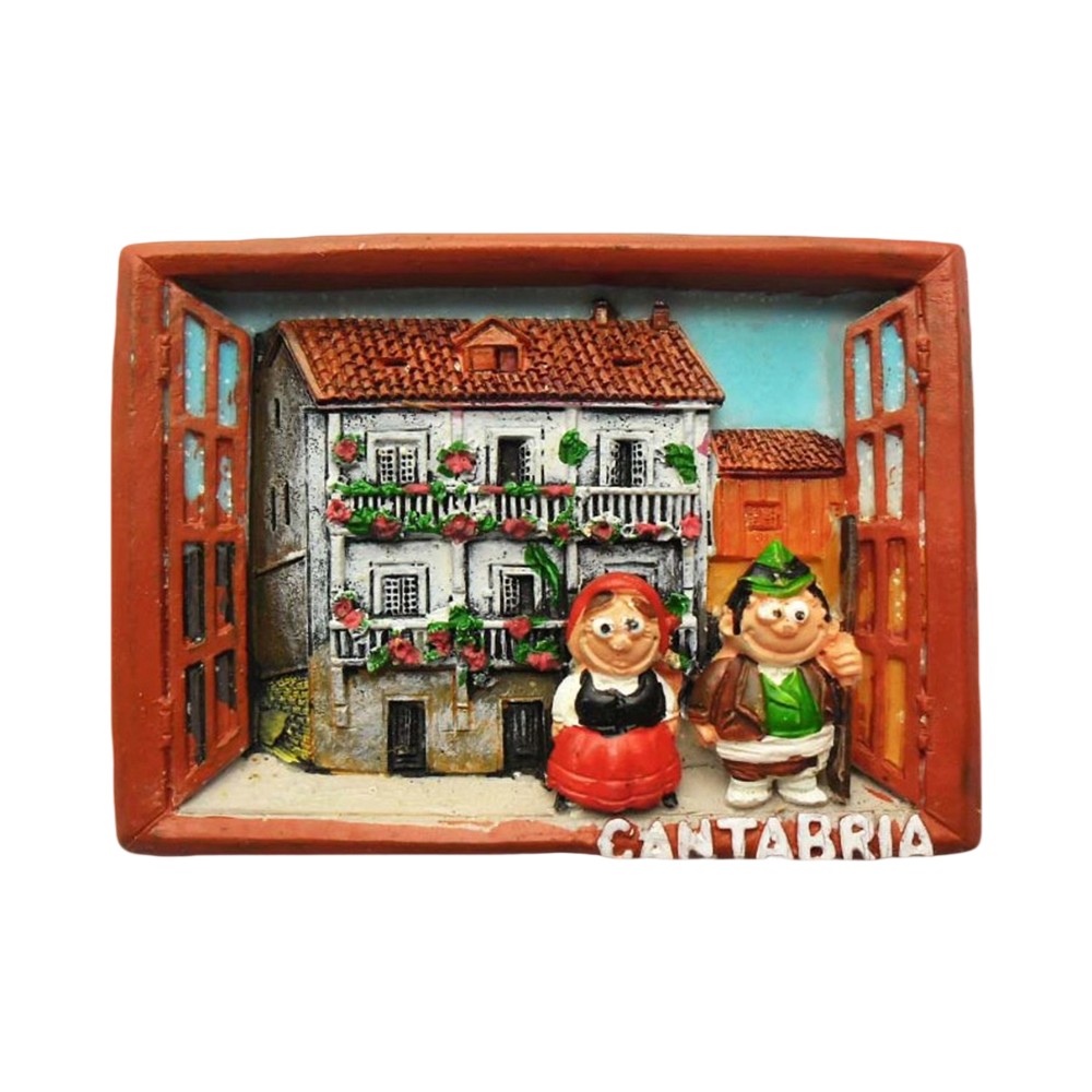 cantabria spain fridge magnet traditional village window scene & cultural home decor gift