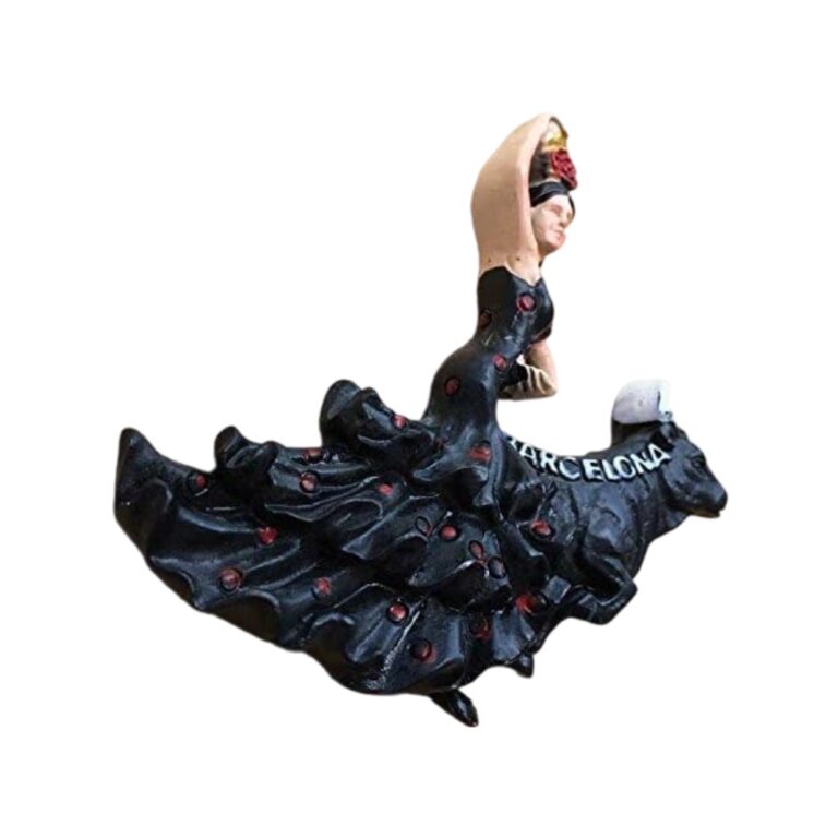 barcelona flamenco spain fridge magnet dancing lady and bull souvenir & bold travel collectible