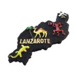 lanzarote island spain fridge magnet volcanic symbols souvenir with devil and camel figures