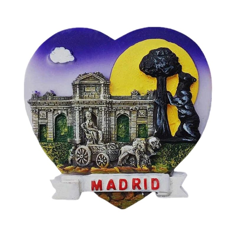madrid heart shape spain fridge magnet bear and cibeles landmark romantic gift & travel decor