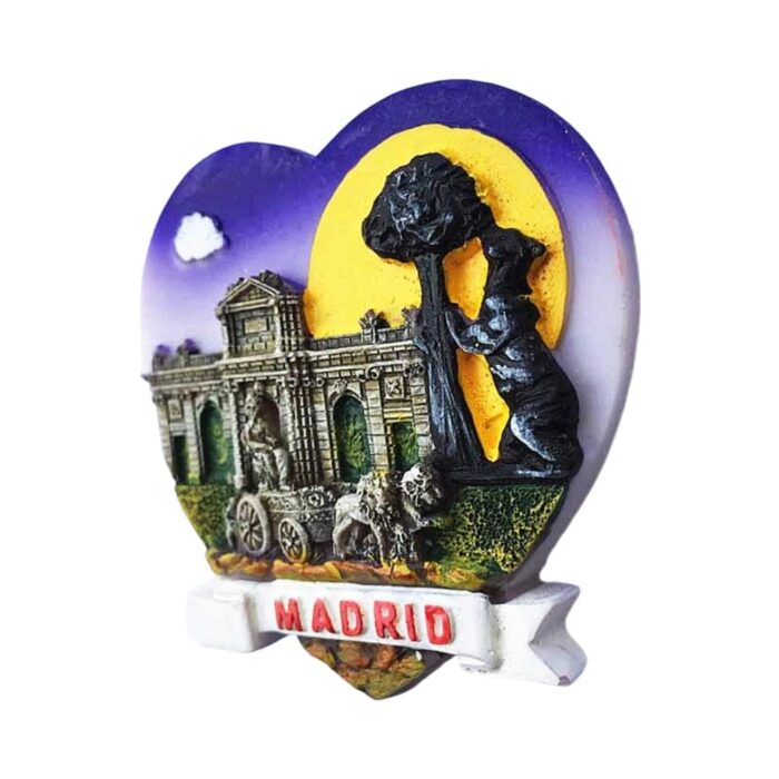 madrid heart shape spain fridge magnet bear and cibeles landmark romantic gift & travel decor