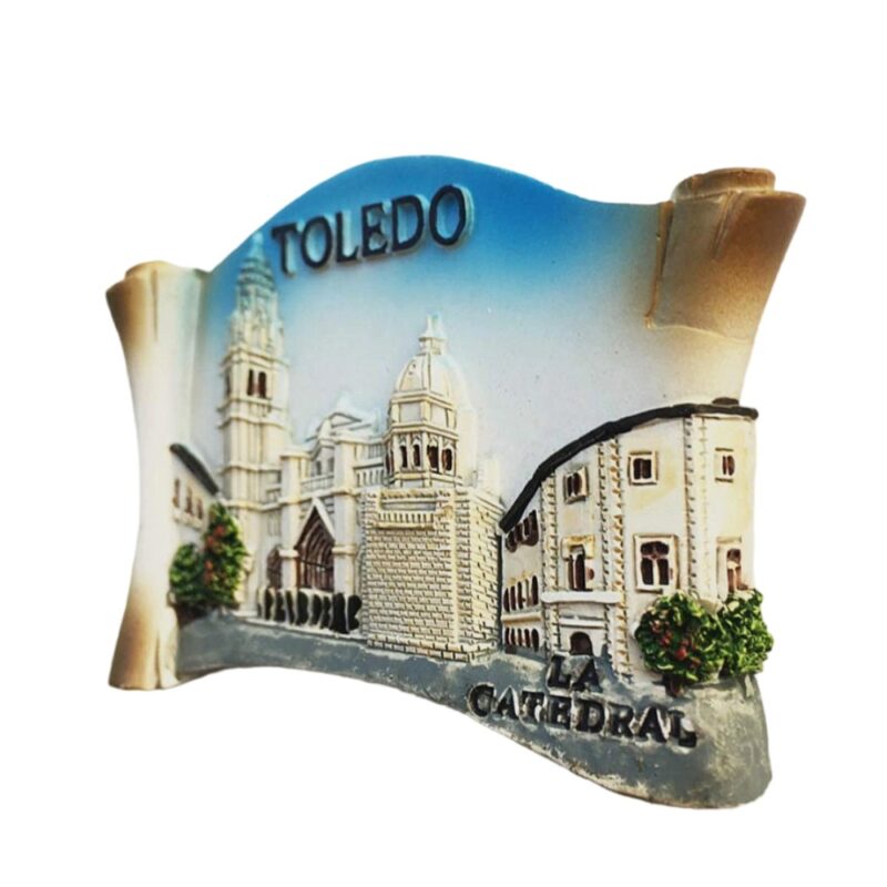 toledo spain fridge magnet – gothic cathedral landmark replica, european travel gift & fridge collectible