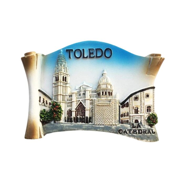 toledo spain fridge magnet – gothic cathedral landmark replica, european travel gift & fridge collectible