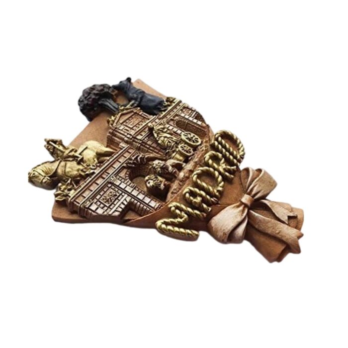 madrid spain fridge magnet – iconic city souvenir with puerta de alcalá & bear statue – elegant travel gift