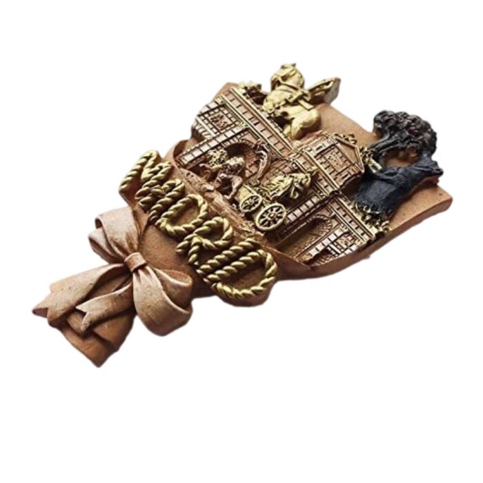 madrid spain fridge magnet – iconic city souvenir with puerta de alcalá & bear statue – elegant travel gift