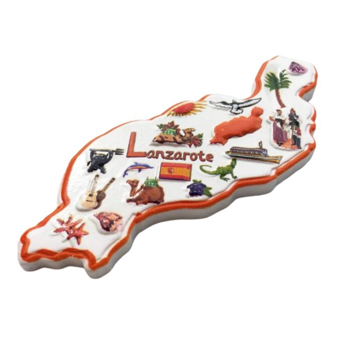 lanzarote island spain map fridge magnet – spanish travel souvenir & kitchen whiteboard decoration
