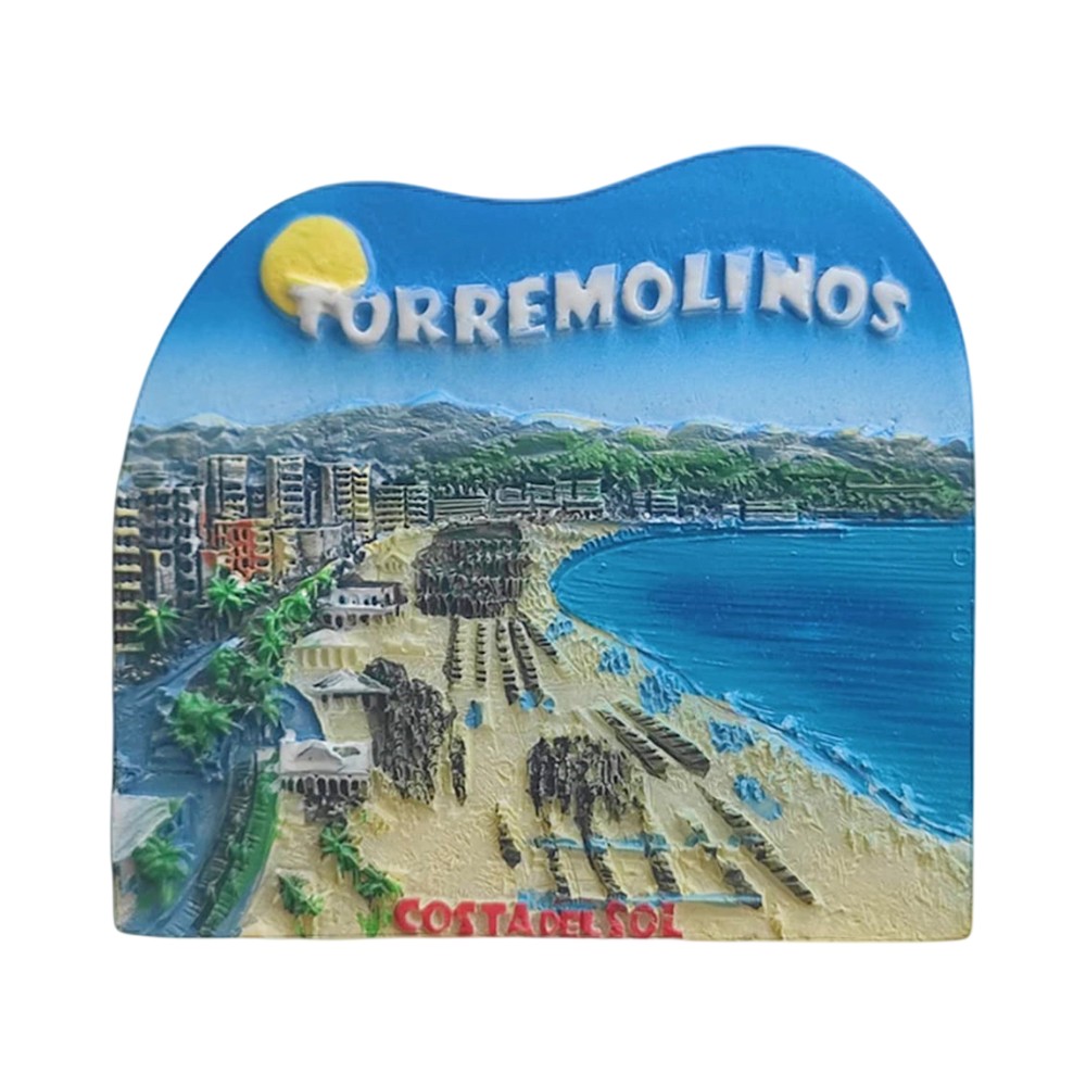 torremolinos spain fridge magnet – costa del sol beach scene souvenir for holiday decor & ocean lovers