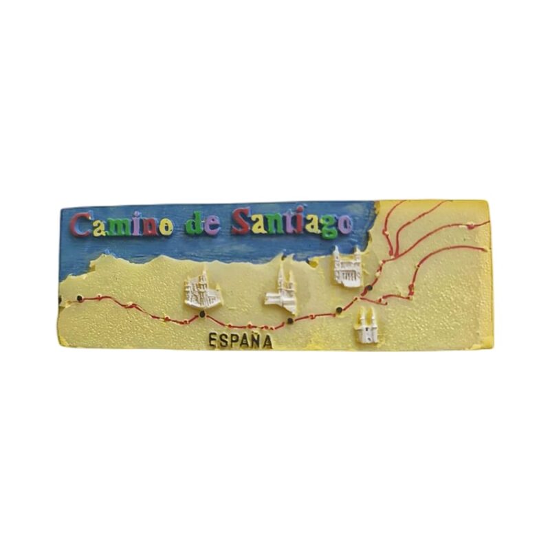 camino de santiago spain fridge magnet – pilgrimage route map travel keepsake & backpacker gift idea