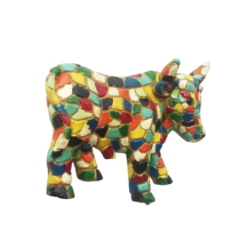 spain colorful mosaic cow fridge magnet – artistic travel gift & gaudí inspired decor