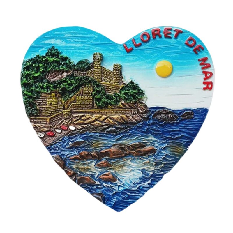 lloret de mar spain heart shaped fridge magnet – coastal travel memory & romantic souvenir display