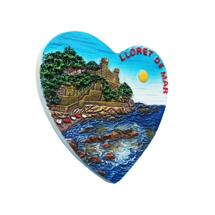 lloret de mar spain heart shaped fridge magnet – coastal travel memory & romantic souvenir display