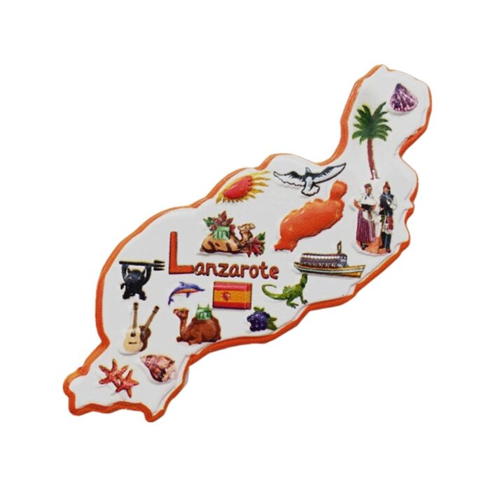 lanzarote island spain map fridge magnet – spanish travel souvenir & kitchen whiteboard decoration