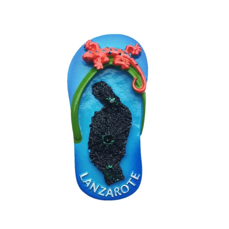 lanzarote island spain flip flop fridge magnet – summer beach travel souvenir & gecko decor