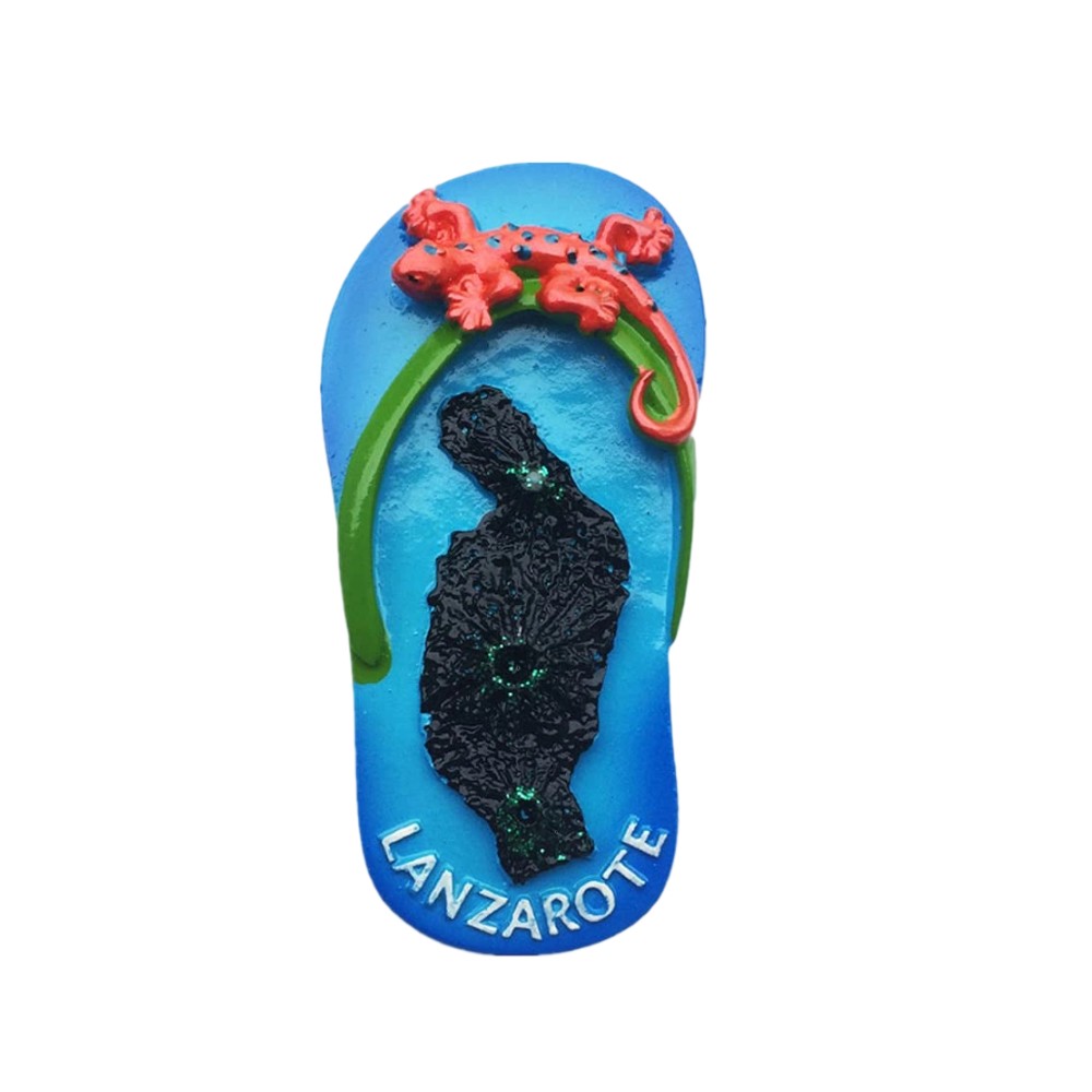 lanzarote island spain flip flop fridge magnet – summer beach travel souvenir & gecko decor
