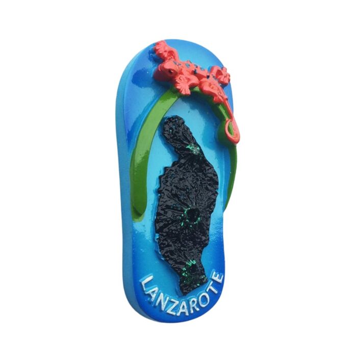 lanzarote island spain flip flop fridge magnet – summer beach travel souvenir & gecko decor
