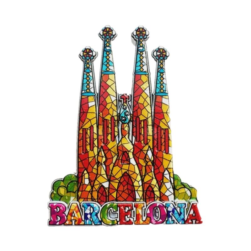 barcelona spain gaudi mosaic fridge magnet – colorful travel keepsake & european art decor
