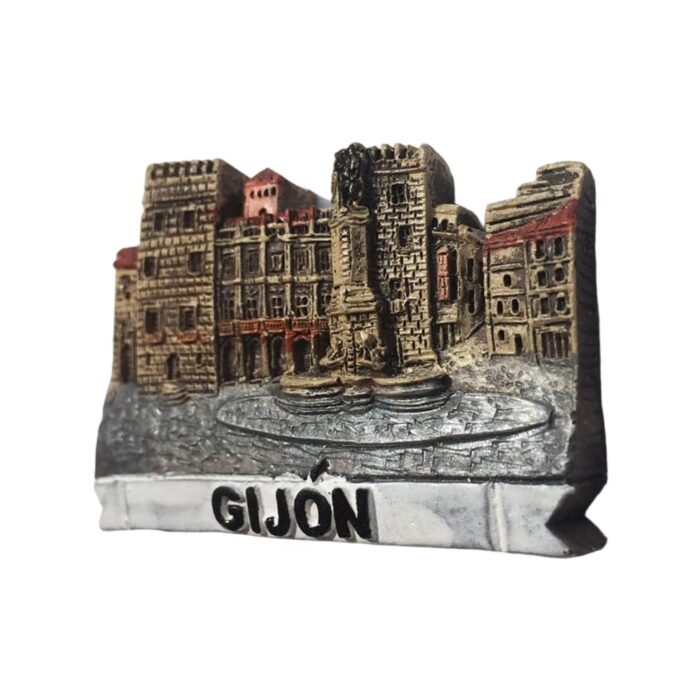 gijon spain plaza fountain fridge magnet – historic square travel keepsake & rustic decor