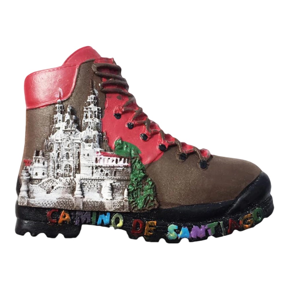 camino de santiago spain hiking boot fridge magnet – pilgrimage trail souvenir & adventure gift