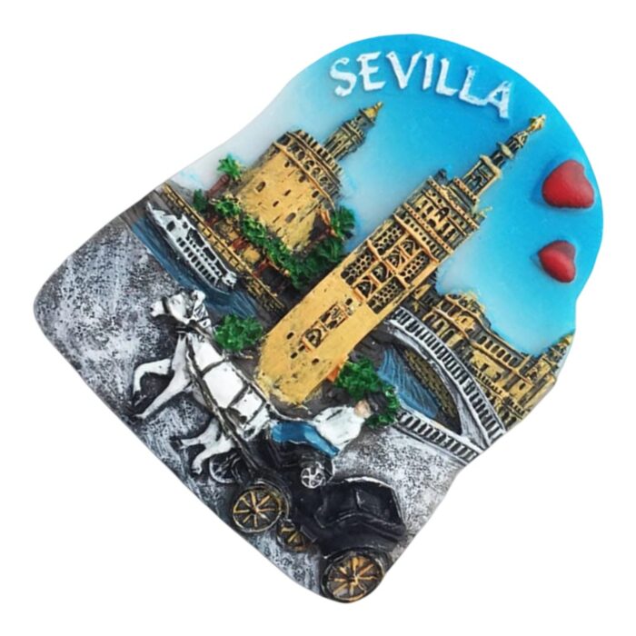 sevilla spain city tour fridge magnet – horse carriage souvenir & romantic spanish gift